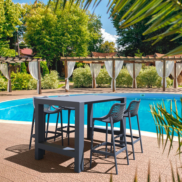 5 Piece Outdoor Bar Table Setting with Air Barstools