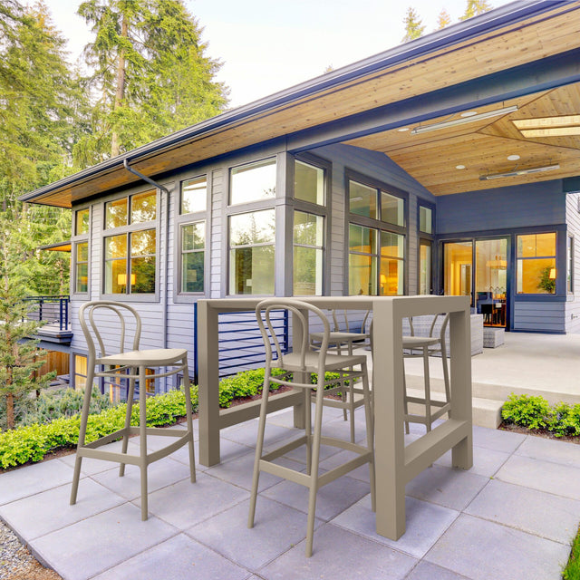 5 Piece Outdoor Bar Table Setting with Victor Barstools