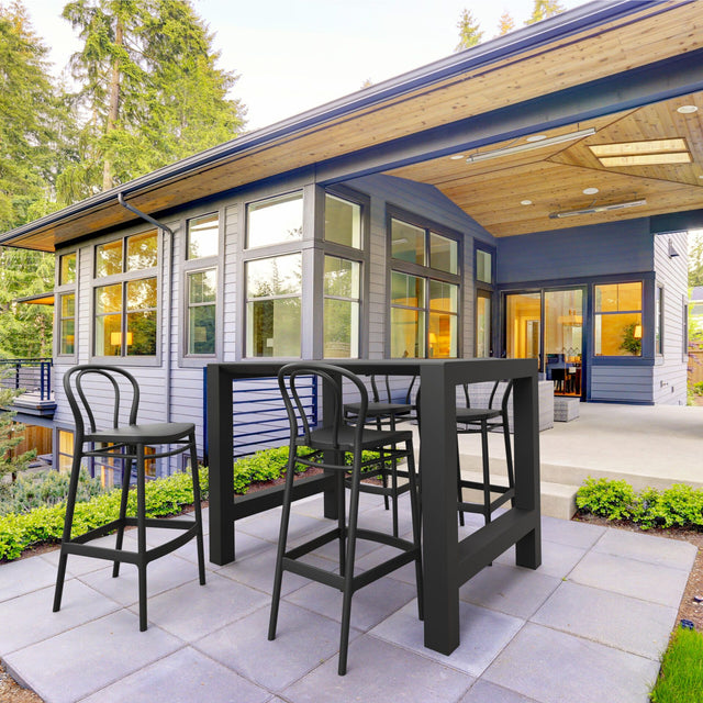 5 Piece Outdoor Bar Table Setting with Victor Barstools