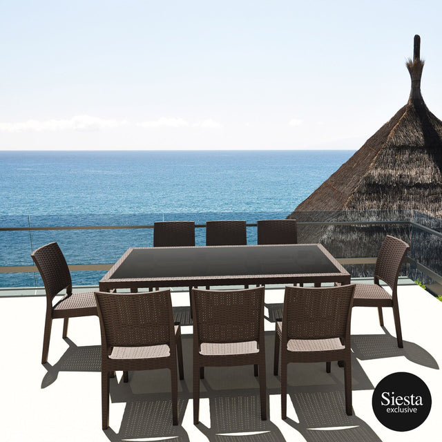 Tahiti 6 Seater Resin Rattan Dining Setting with Florida Chair