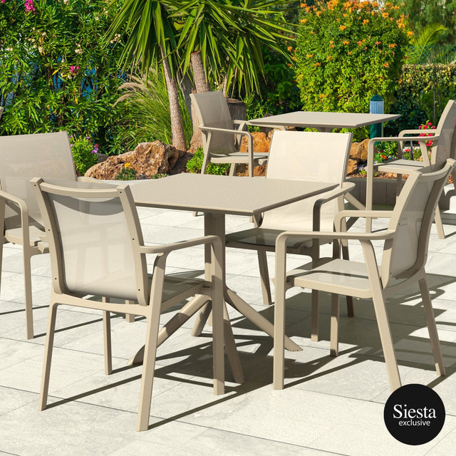 Sky 5 Piece Outdoor Table Setting with Pacific Arm Chairs