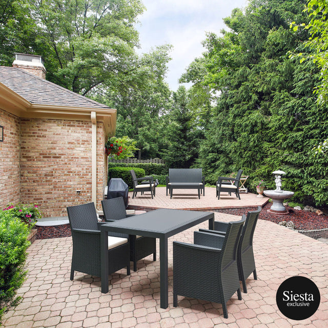 5 Piece Resin Rattan Dining Setting with California Tub Chairs